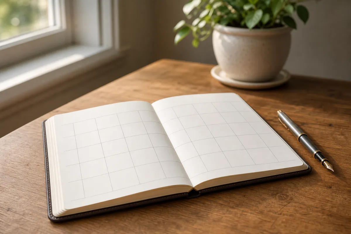 Carnet de planification ouvert sur une table pour organiser les sorties du mois